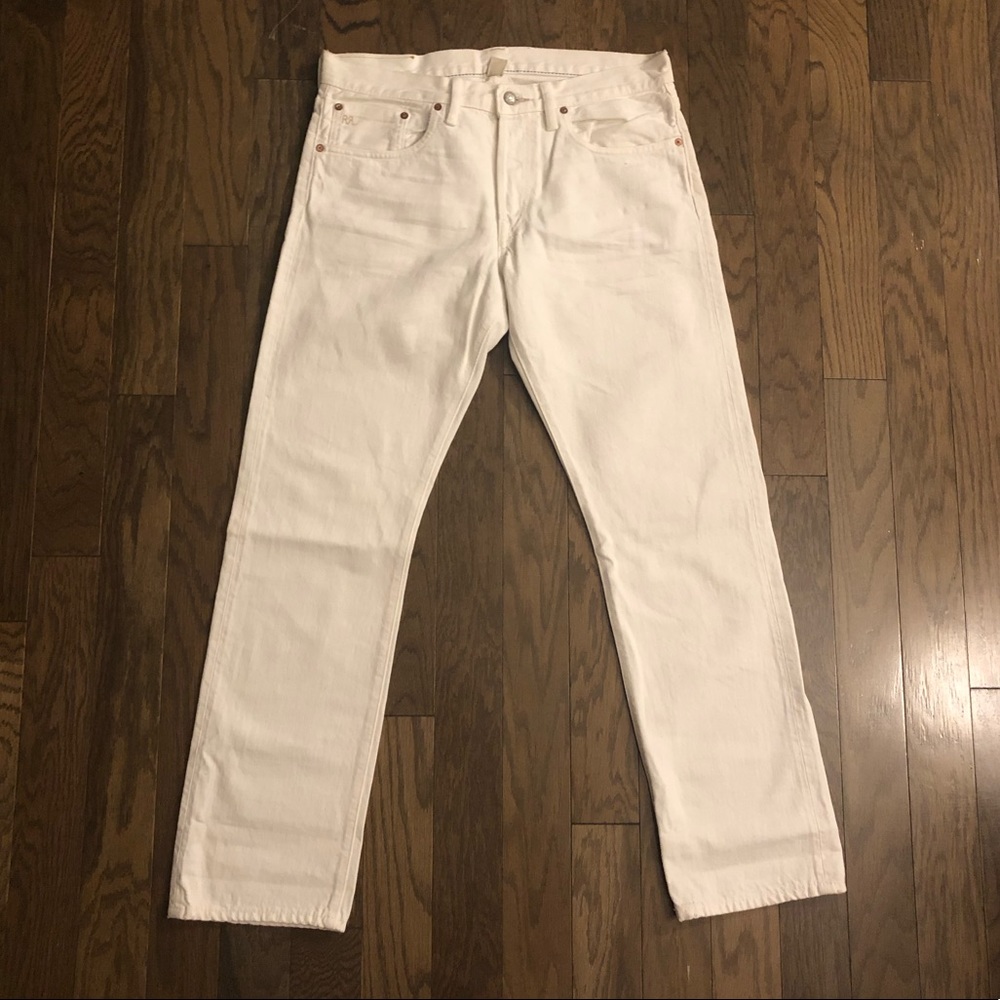 RRL red selvedge slim fit white denim